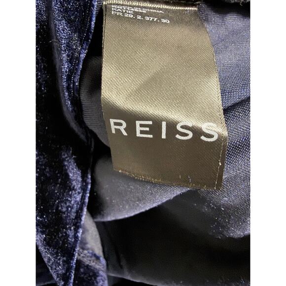 REISS Camilla Blue Velvet Off the Shoulder Mini Dress Size 6 NEW - Picture 7 of 11